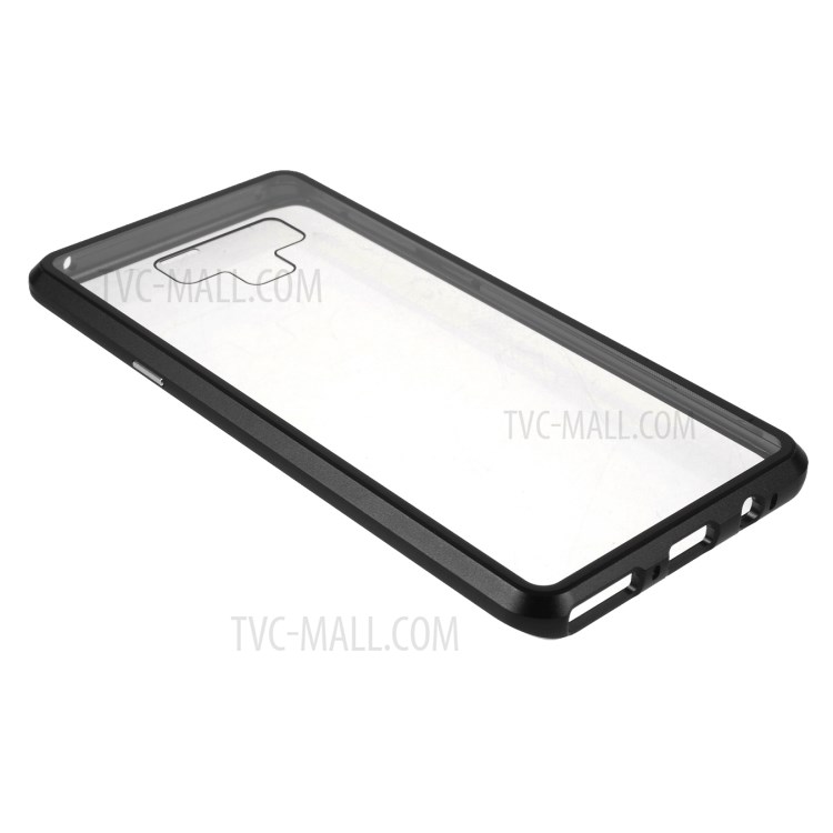 Metal Magnetic Frame Double-sided Tempered Glass Phone Case Shell for Samsung Galaxy Note9 N960 - Black-4