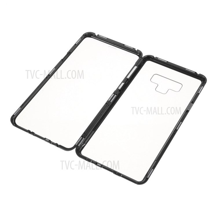 Metal Magnetic Frame Double-sided Tempered Glass Phone Case Shell for Samsung Galaxy Note9 N960 - Black-8