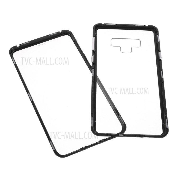Metal Magnetic Frame Double-sided Tempered Glass Phone Case Shell for Samsung Galaxy Note9 N960 - Black-9