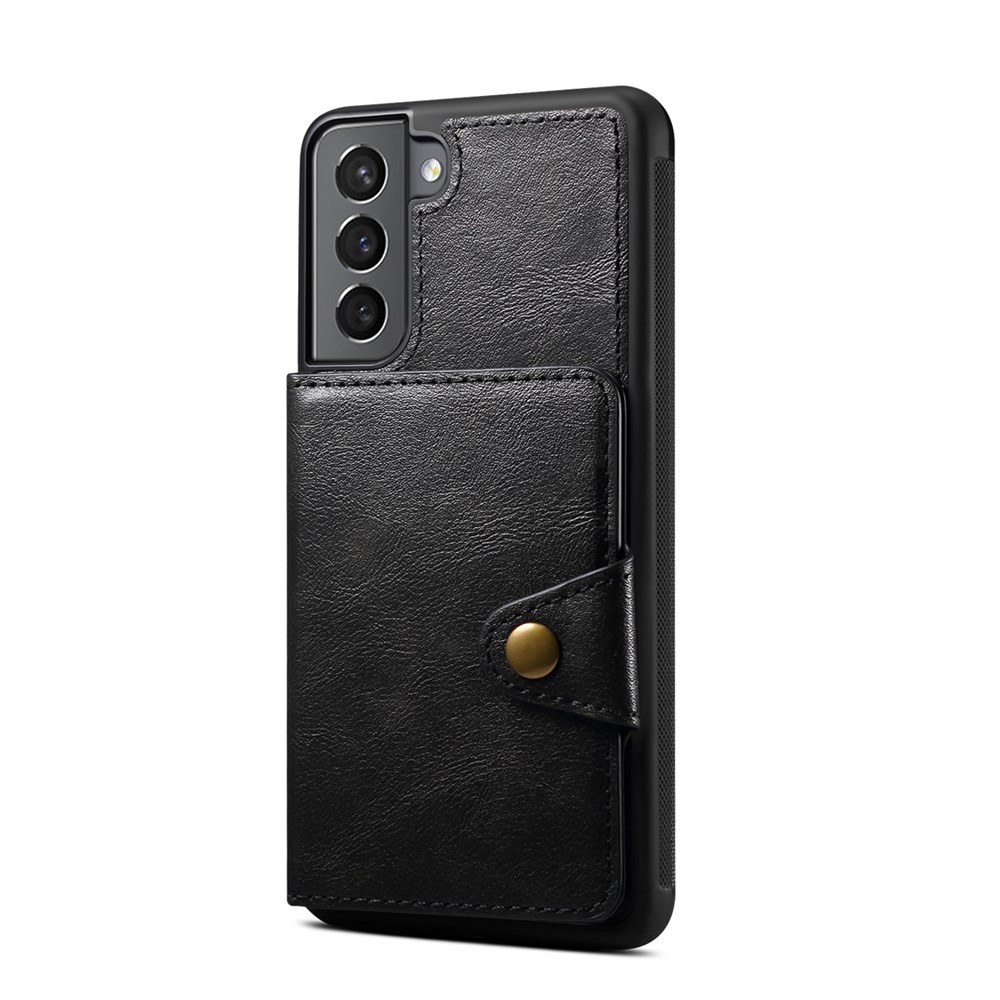 Kickstand Design Leather Coated TPU Case with Card Holder for Samsung Galaxy S21 Plus 5G - Black-2