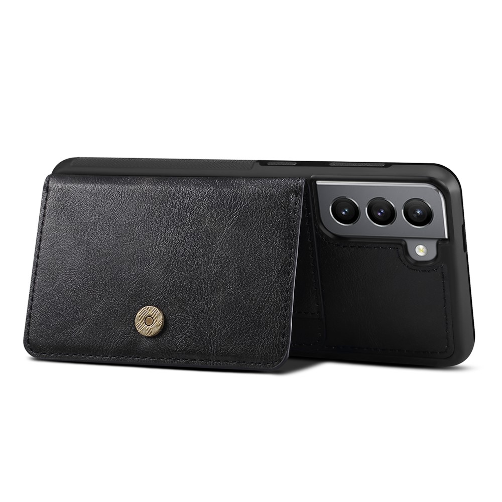 Kickstand Design Leather Coated TPU Case with Card Holder for Samsung Galaxy S21 Plus 5G - Black-4