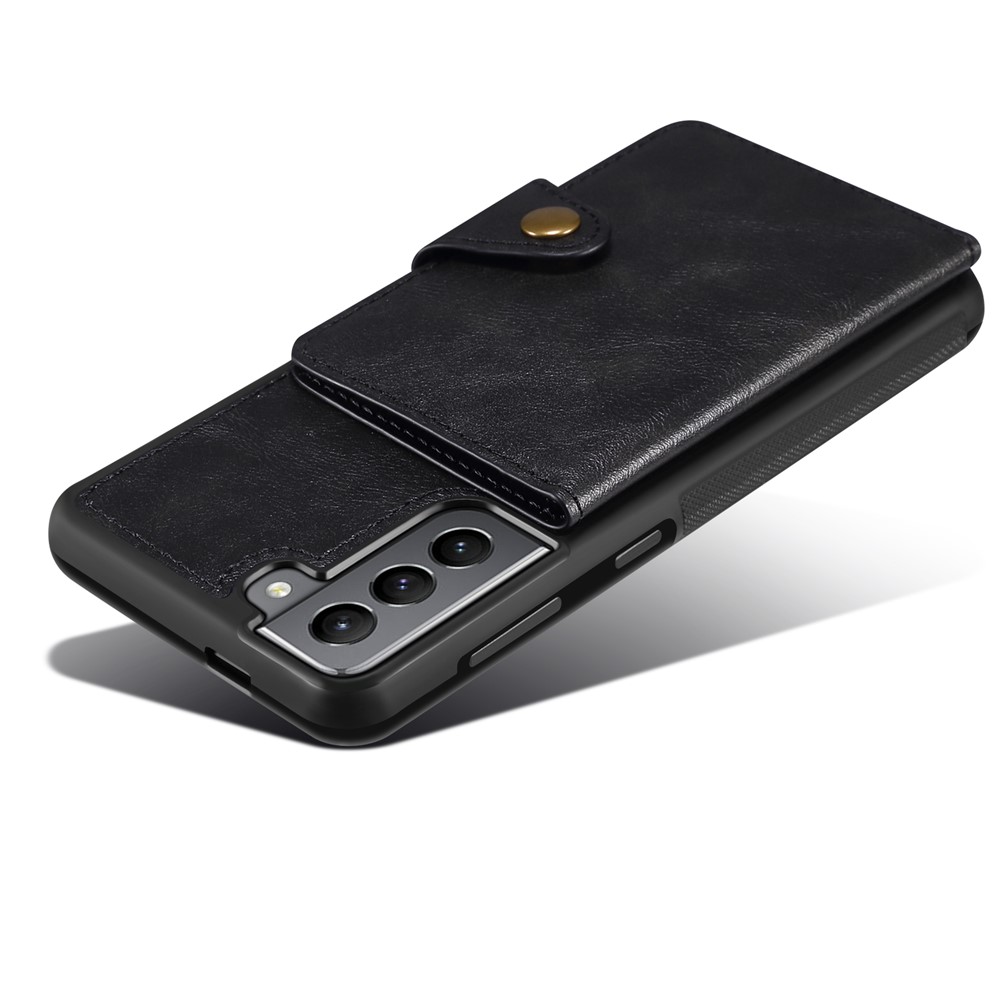Kickstand Design Leather Coated TPU Case with Card Holder for Samsung Galaxy S21 Plus 5G - Black-5
