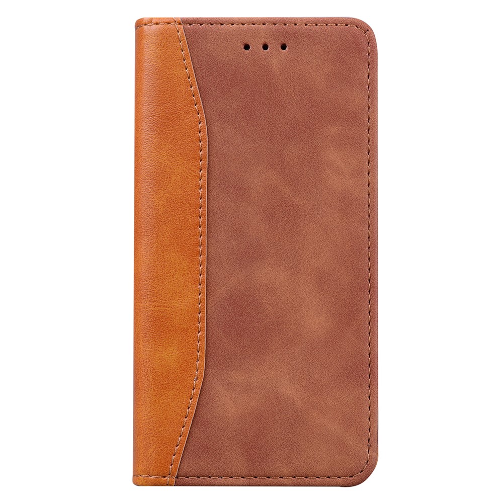 Splicing Leather Business Style Wallet Stand Auto-absorbed Protector Case Shell for Samsung Galaxy A42 5G - Brown-2