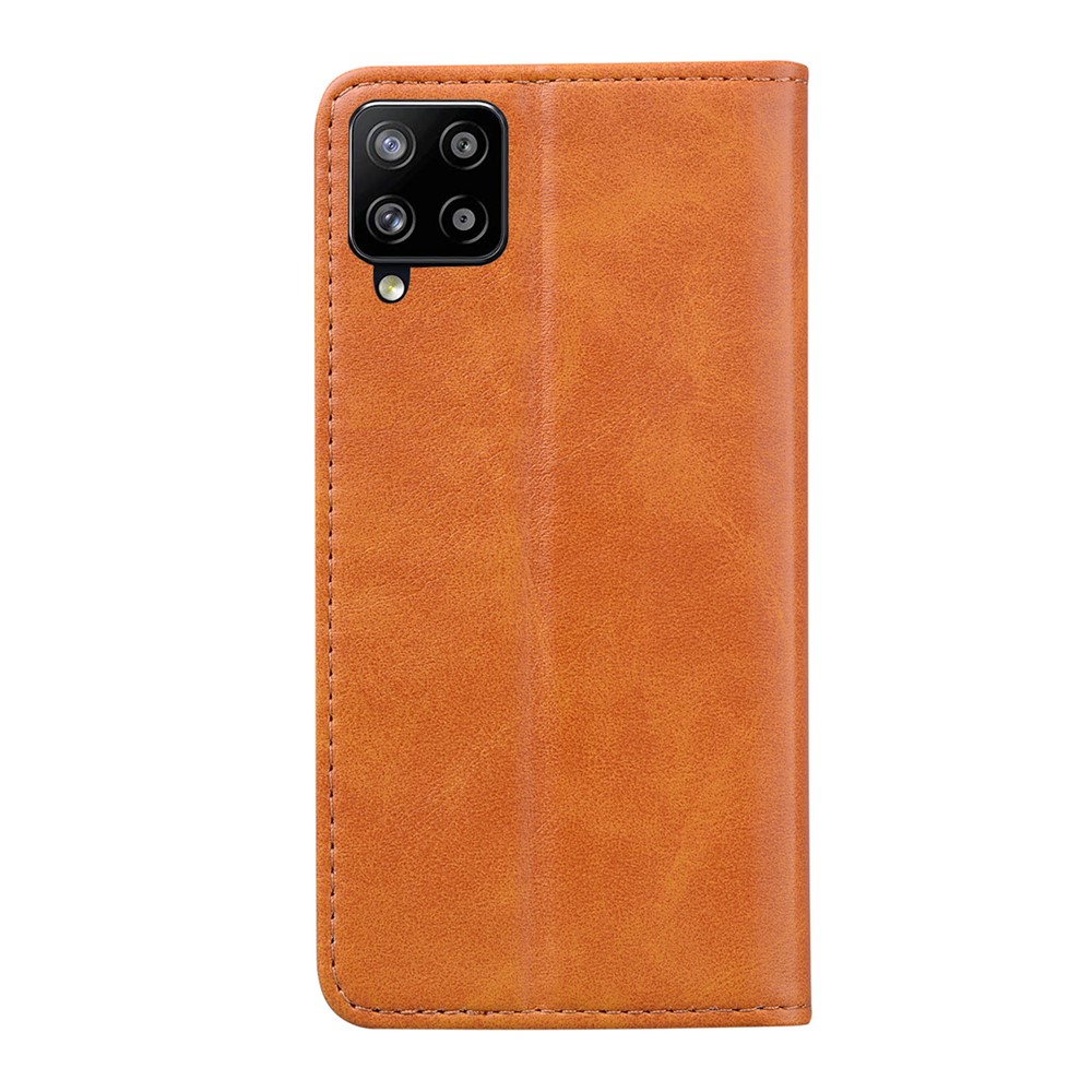 Splicing Leather Business Style Wallet Stand Auto-absorbed Protector Case Shell for Samsung Galaxy A42 5G - Brown-3