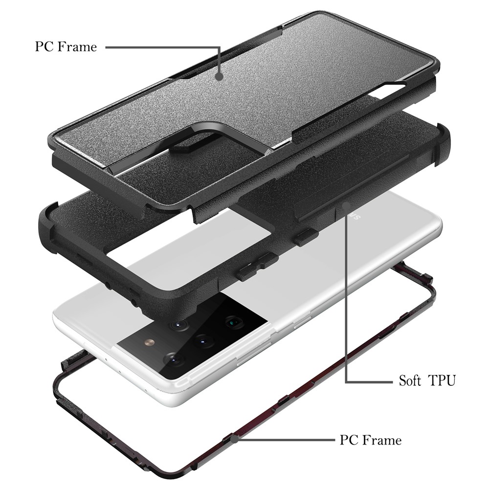 TPU + PC Hybrid Phone Case for Samsung Galaxy S21 Ultra 5G - Black-2
