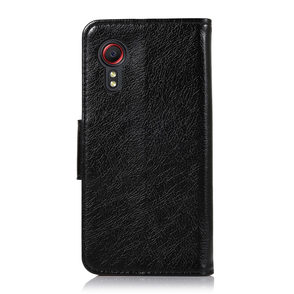 Nappa Texture Split Leather Phone Case Shell Wallet Stand for Samsung Galaxy Xcover 5 - Black-6