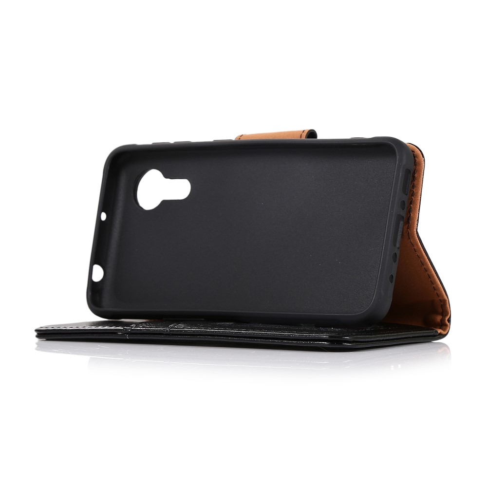 Nappa Texture Split Leather Phone Case Shell Wallet Stand for Samsung Galaxy Xcover 5 - Black-7