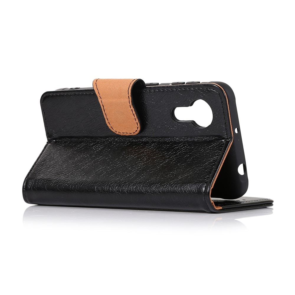 Nappa Texture Split Leather Phone Case Shell Wallet Stand for Samsung Galaxy Xcover 5 - Black-8
