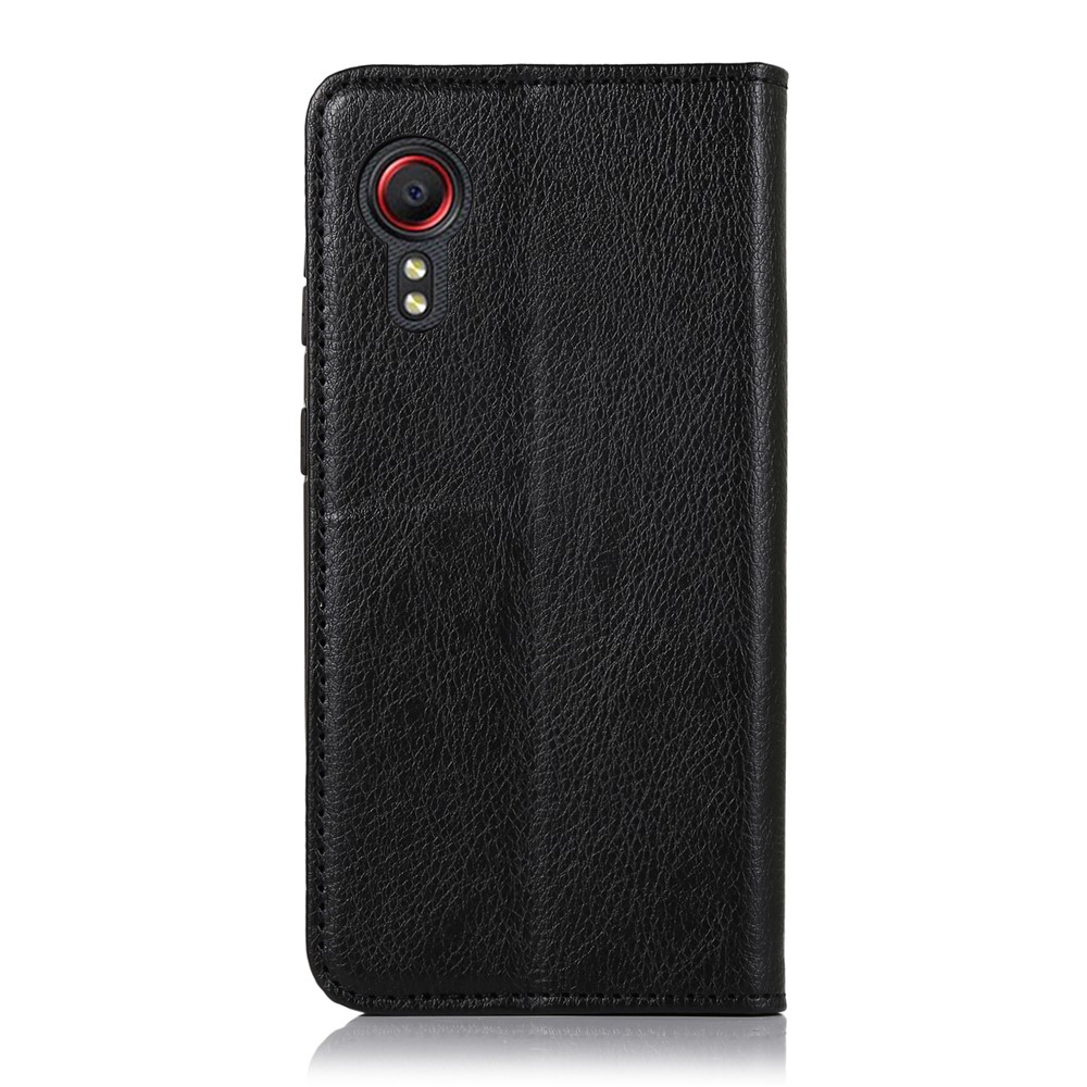 Auto-absorbed Litchi Texture Split Leather Wallet Stand Case Cover for Samsung Galaxy Xcover 5 - Black-2