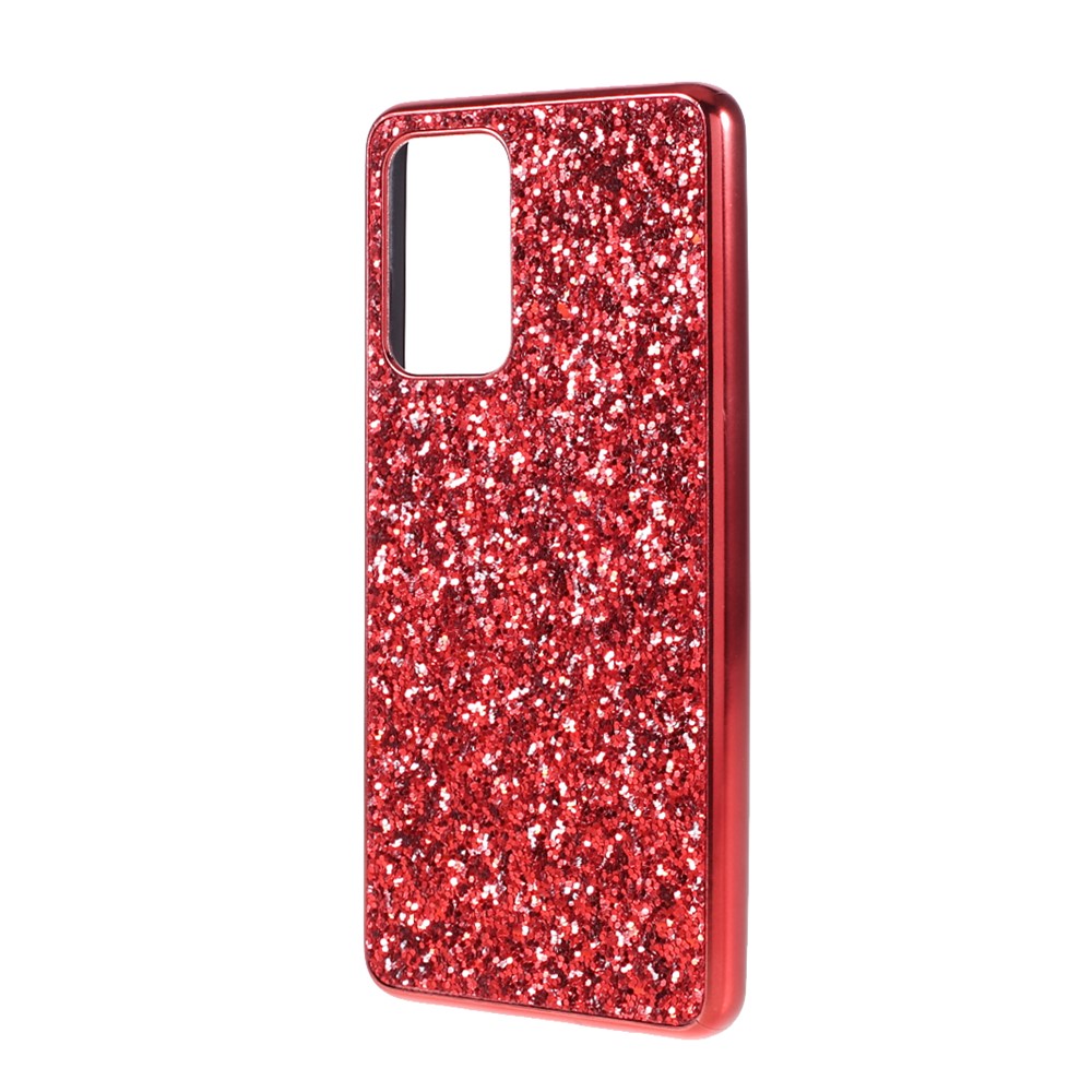 Glittering Sequins Design Plated TPU Frame + PC Hybrid Cover Case for Samsung Galaxy A52 5G/4G - Wine Red-2