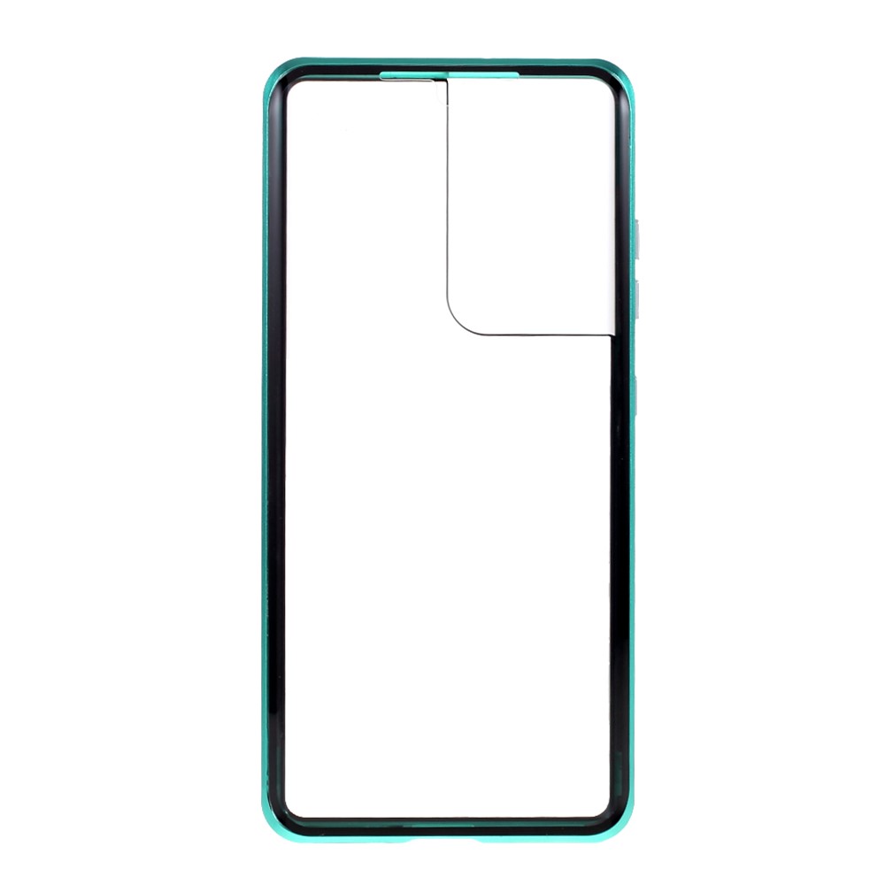 Anti-peep Magnetic Installation Metal Frame + Tempered Glass Phone Case for Samsung Galaxy S21 Ultra 5G - Green-4
