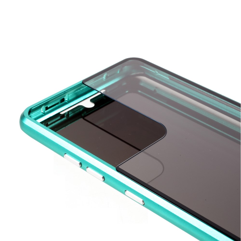Anti-peep Magnetic Installation Metal Frame + Tempered Glass Phone Case for Samsung Galaxy S21 Ultra 5G - Green-9