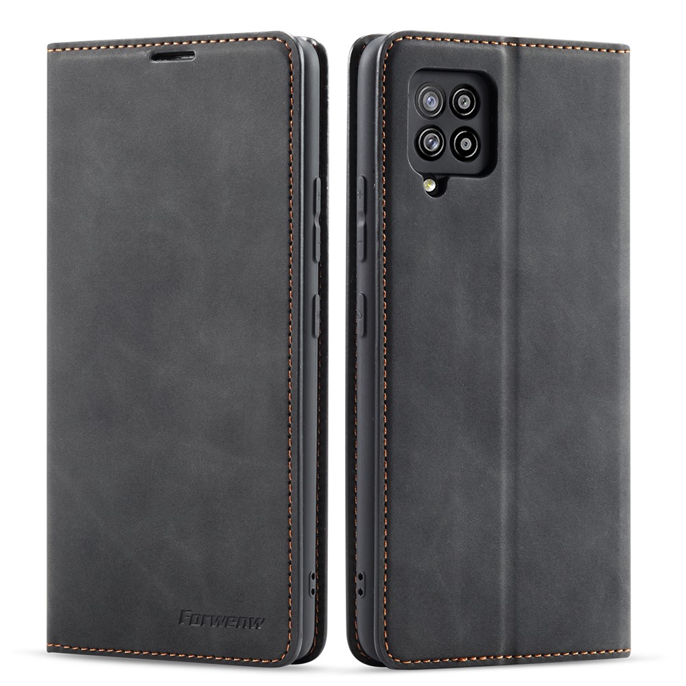 FORWENW Fantasy Series Skin Feeling Leather Case for Samsung Galaxy A12 - Black-1