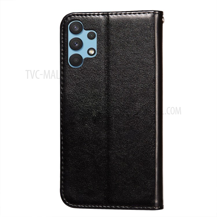 Imprint Design Leather Wallet Stand Phone Cover Case for Samsung Galaxy A32 4G - Black-3