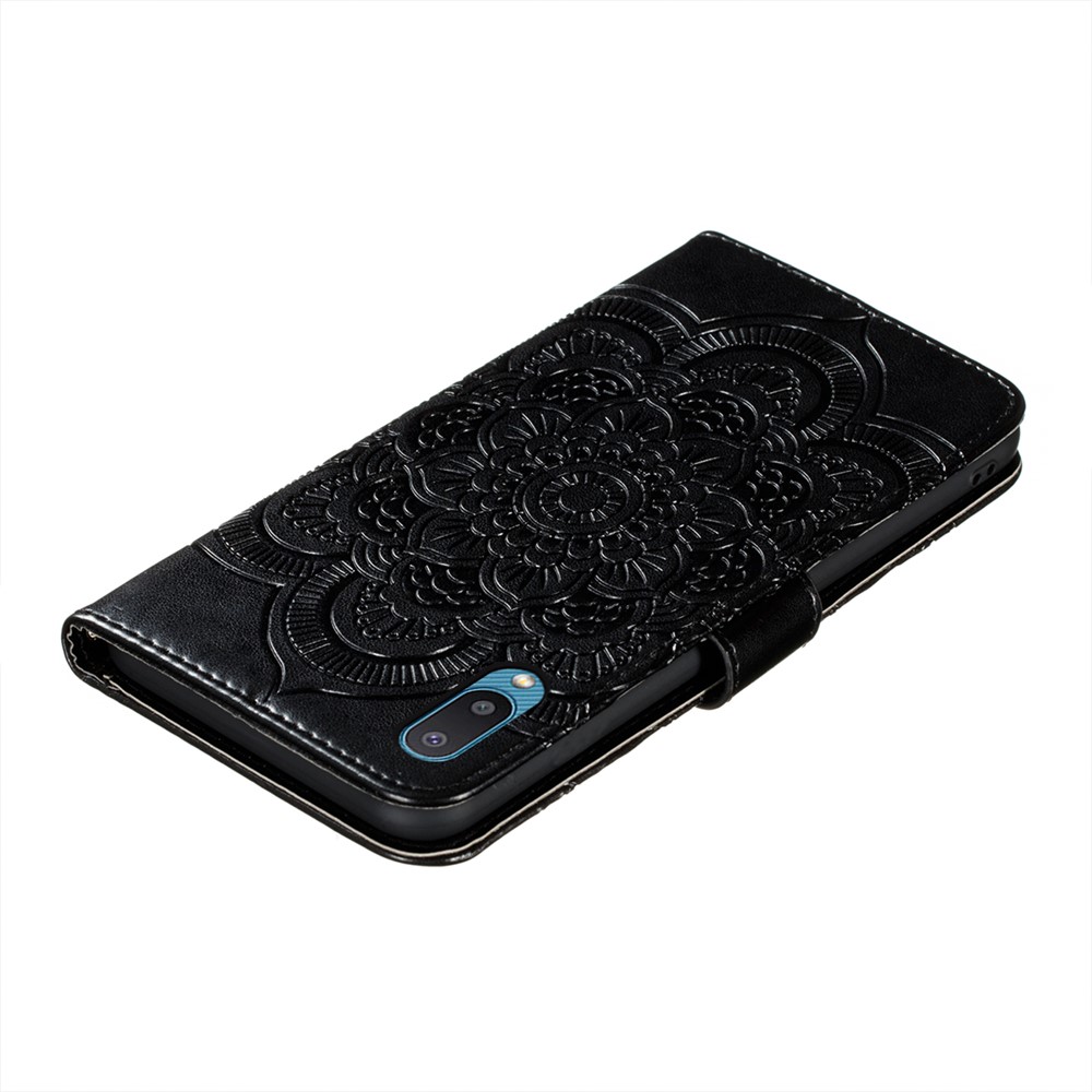 Imprint Mandala Flower Stand Leather Case for Samsung Galaxy A02 / M02 (EU Version) - Black-6