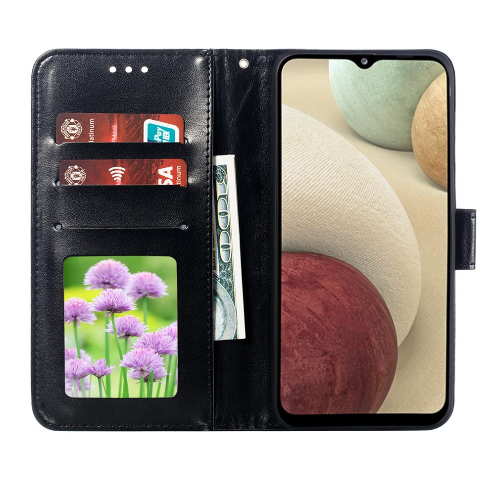 Imprint Mandala Flower Stand Leather Case for Samsung Galaxy F62 / M62 - Black-4