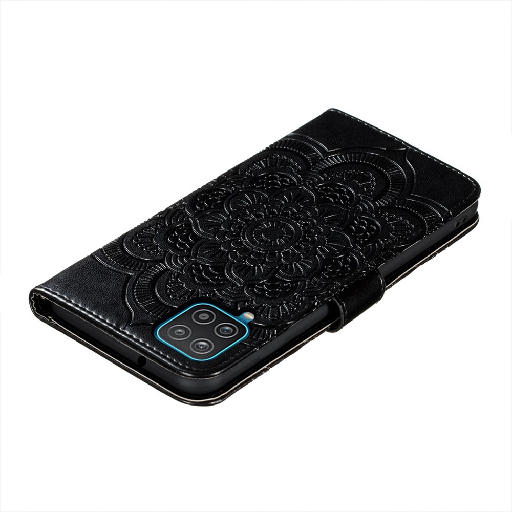 Imprint Mandala Flower Stand Leather Case for Samsung Galaxy F62 / M62 - Black-8