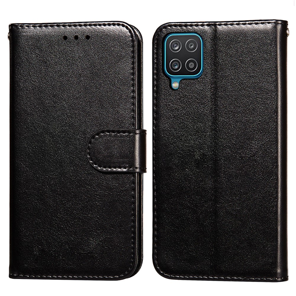 Dual-sided Magnetic Clasp Leather Wallet Stand Phone Case Shell for Samsung Galaxy F62/M62 - Black-1
