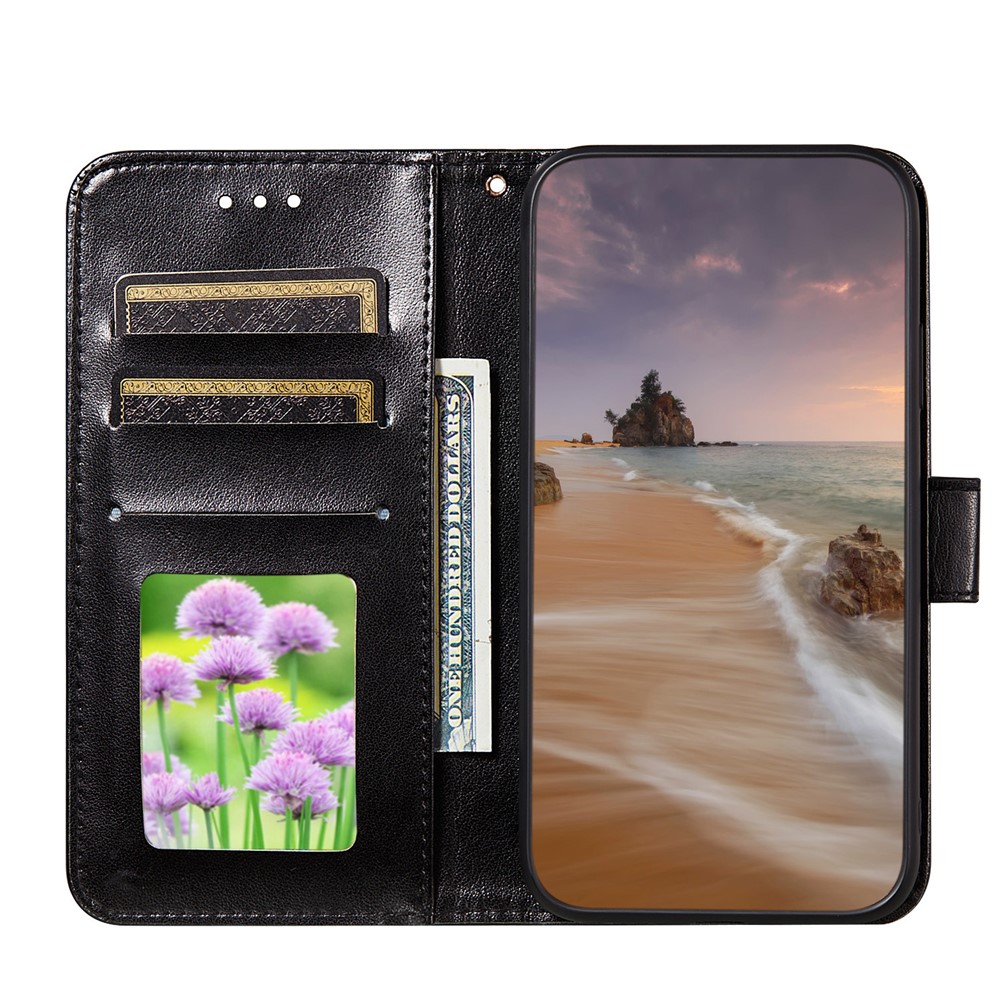 Dual-sided Magnetic Clasp Leather Wallet Stand Phone Case Shell for Samsung Galaxy F62/M62 - Black-4