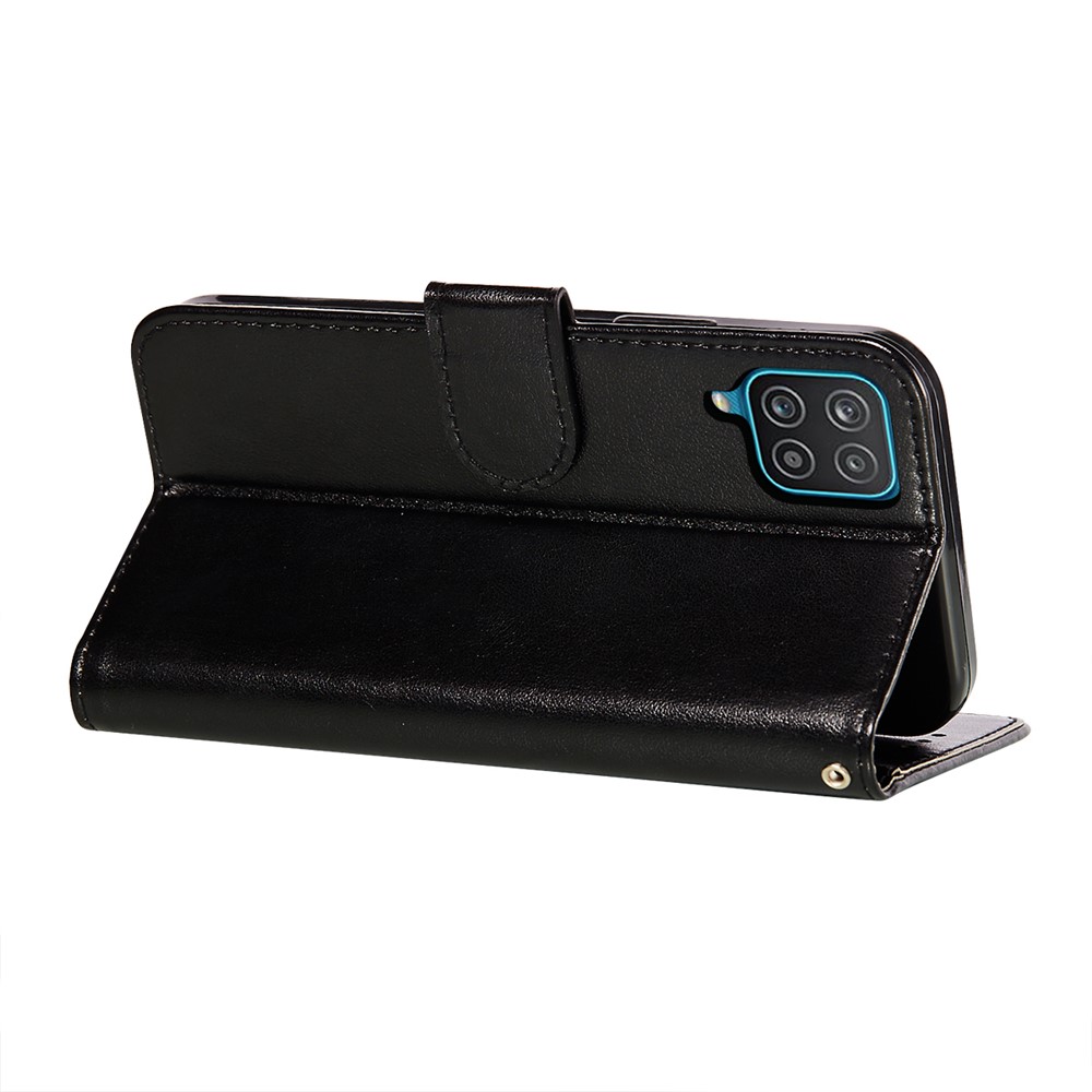 Dual-sided Magnetic Clasp Leather Wallet Stand Phone Case Shell for Samsung Galaxy F62/M62 - Black-5