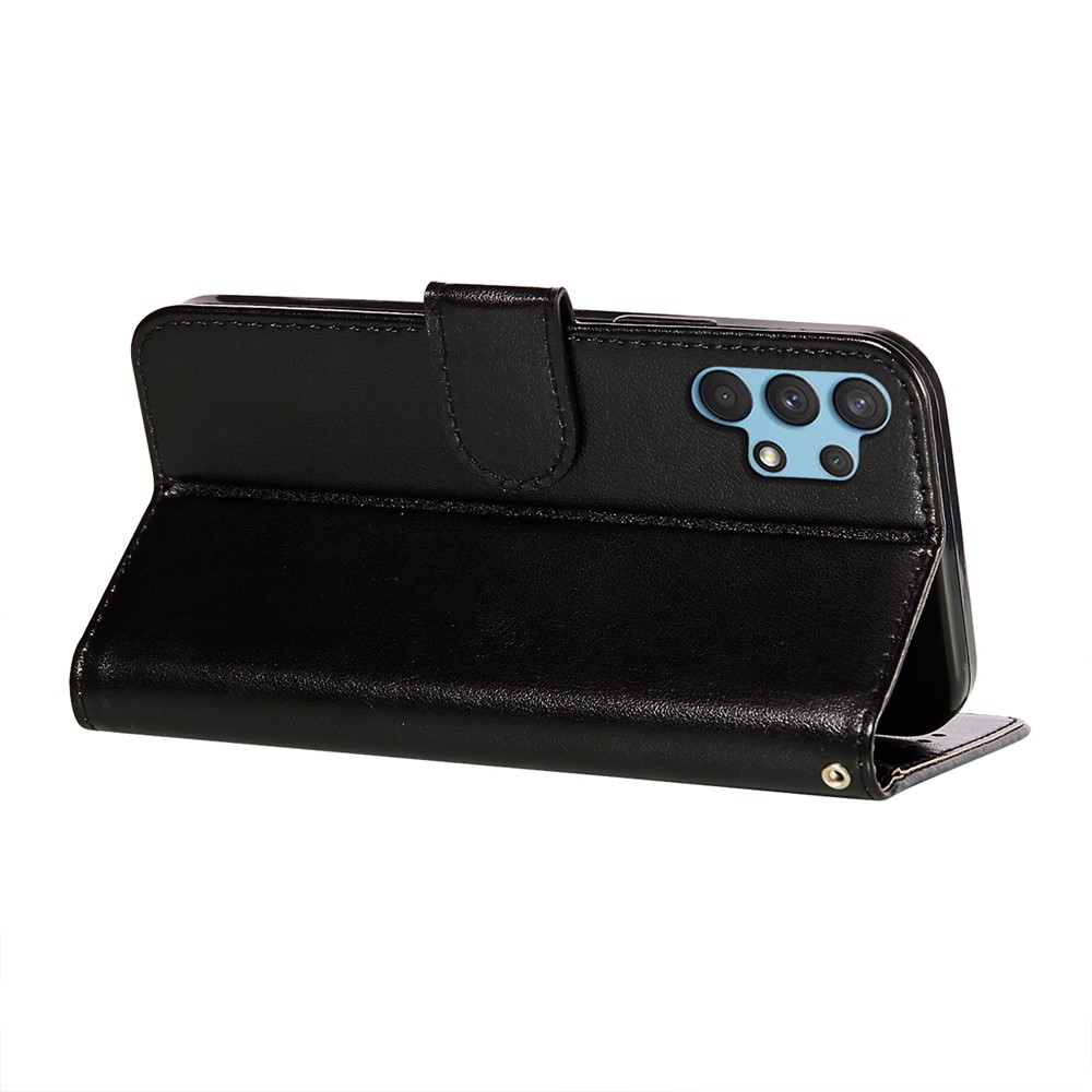 Dual-sided Magnetic Clasp Leather Wallet Stand Phone Case Shell for Samsung Galaxy A32 4G - Black-6