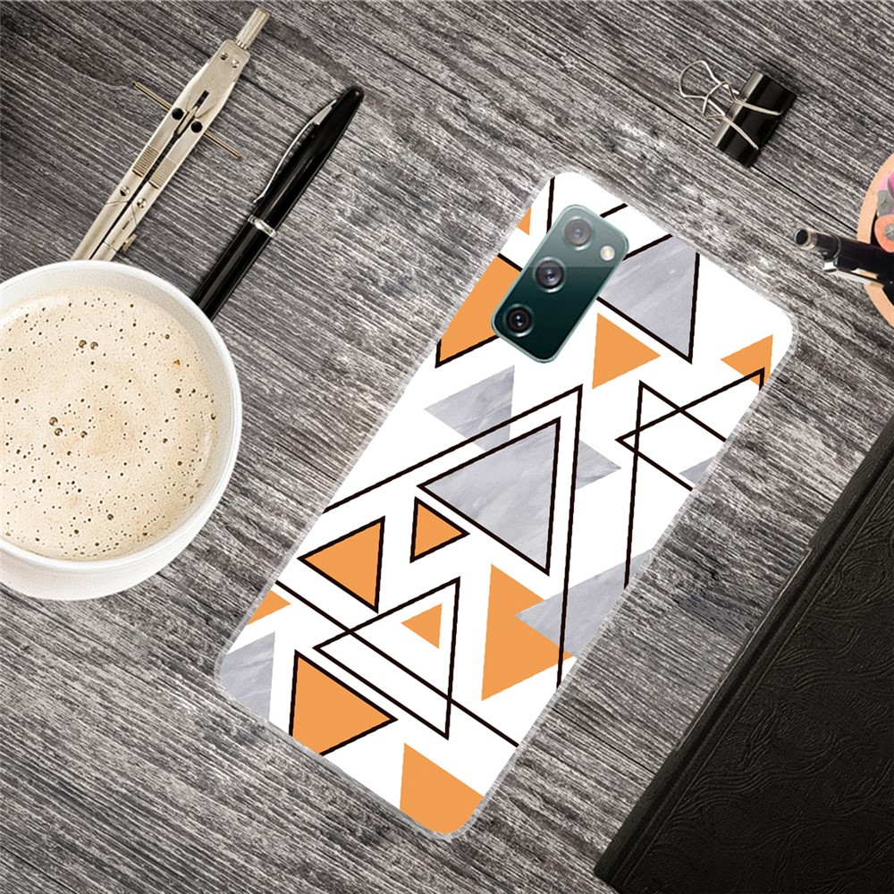 Triangle Marble Pattern Soft TPU Shockproof Phone Back Cover Case for Samsung Galaxy S20 FE - Style A-2