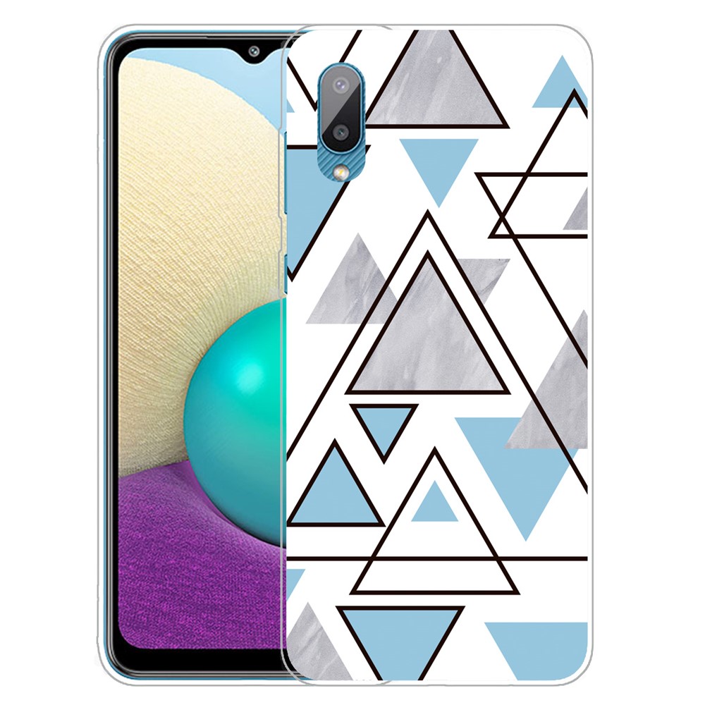 Triangle Marble Pattern Soft TPU Phone Back Cover Case for Samsung Galaxy M02 / A02 - Style A-1