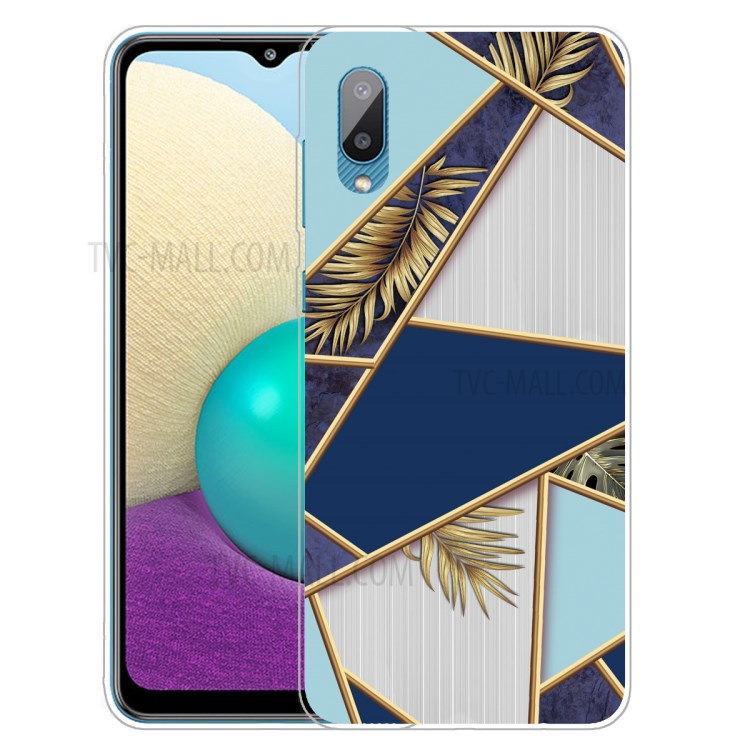 Marble Pattern Soft TPU Mobile Phone Back Case Cover Protector for Samsung Galaxy M02 / A02 - Style A-1