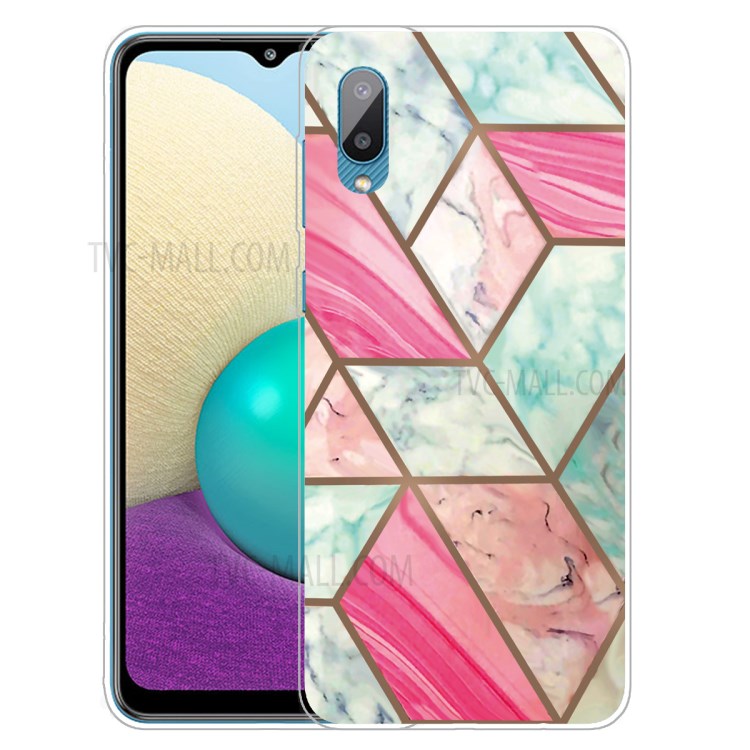 Soft TPU Shockproof Marble Pattern Phone Back Cover Case for Samsung Galaxy M02 / Galaxy A02 - Style R-1