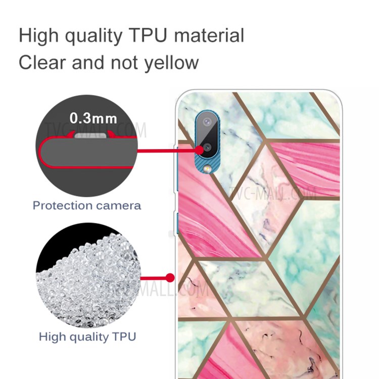 Soft TPU Shockproof Marble Pattern Phone Back Cover Case for Samsung Galaxy M02 / Galaxy A02 - Style R-3