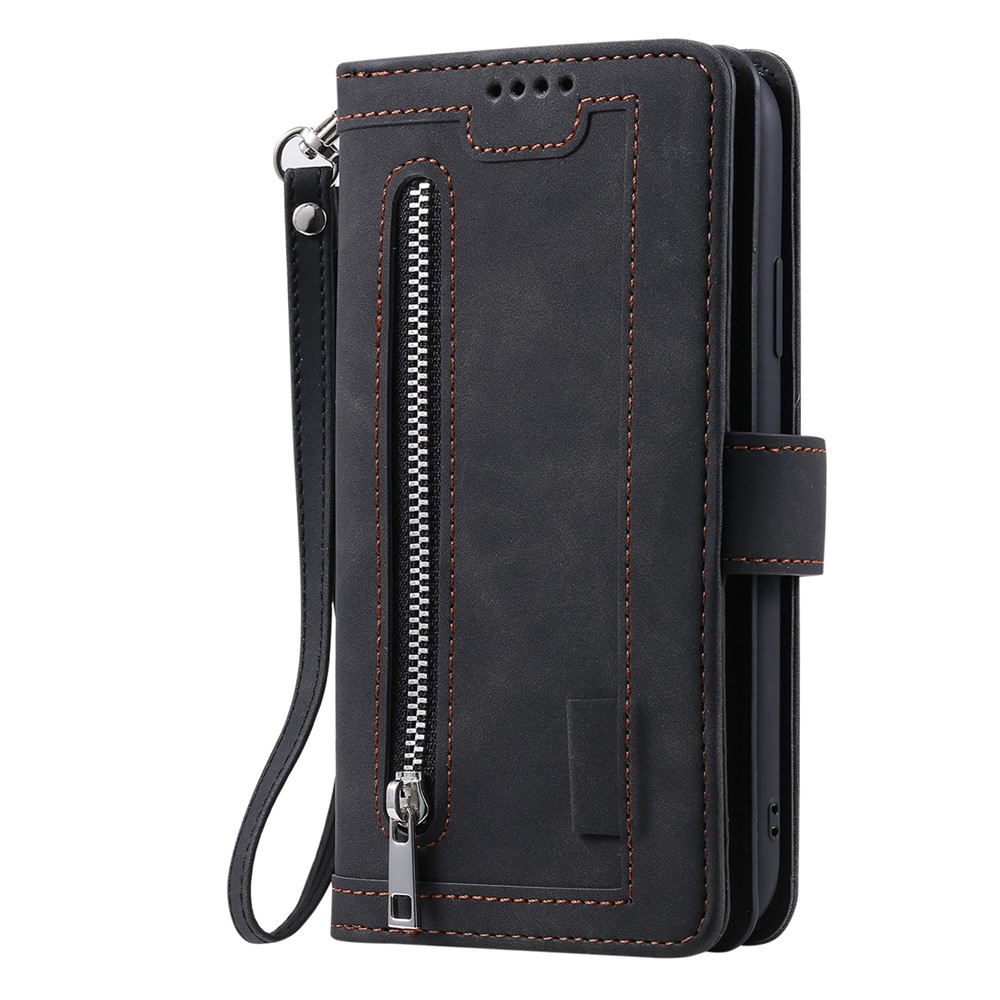 Leather Coated TPU Wallet Phone Stand Case with 9 Card Slots Kickstand Shell for Samsung Galaxy A72 5G / 4G - Black-2
