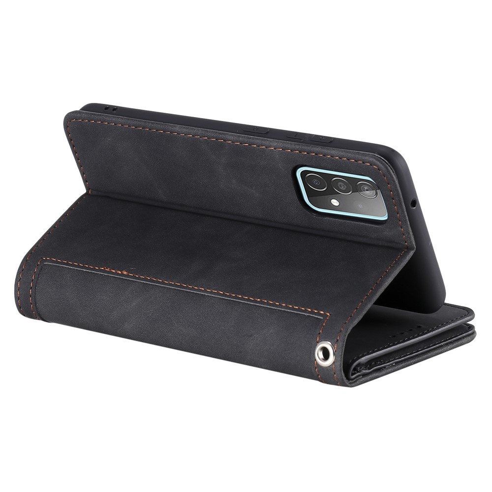 Leather Coated TPU Wallet Phone Stand Case with 9 Card Slots Kickstand Shell for Samsung Galaxy A72 5G / 4G - Black-5