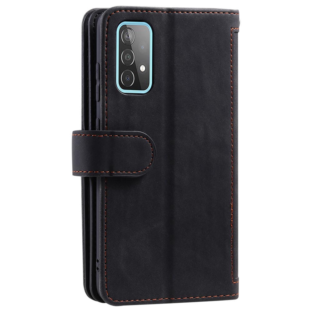 Leather Coated TPU Wallet Phone Stand Case with 9 Card Slots Kickstand Shell for Samsung Galaxy A52 5G / 4G - Black-3