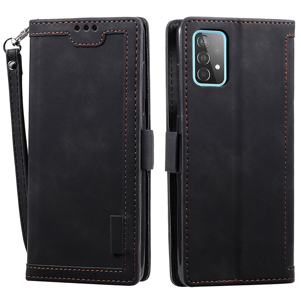 Vintage Splicing Style Wallet Stand Leather Flip Phone Casing for Samsung Galaxy A52 4G / 5G - Black-1