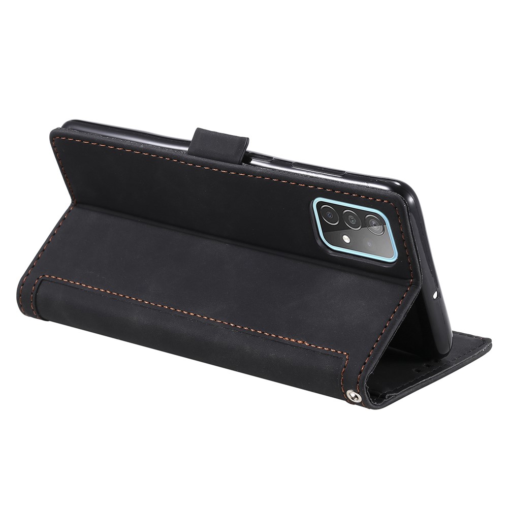 Vintage Splicing Style Wallet Stand Leather Flip Phone Casing for Samsung Galaxy A52 4G / 5G - Black-5