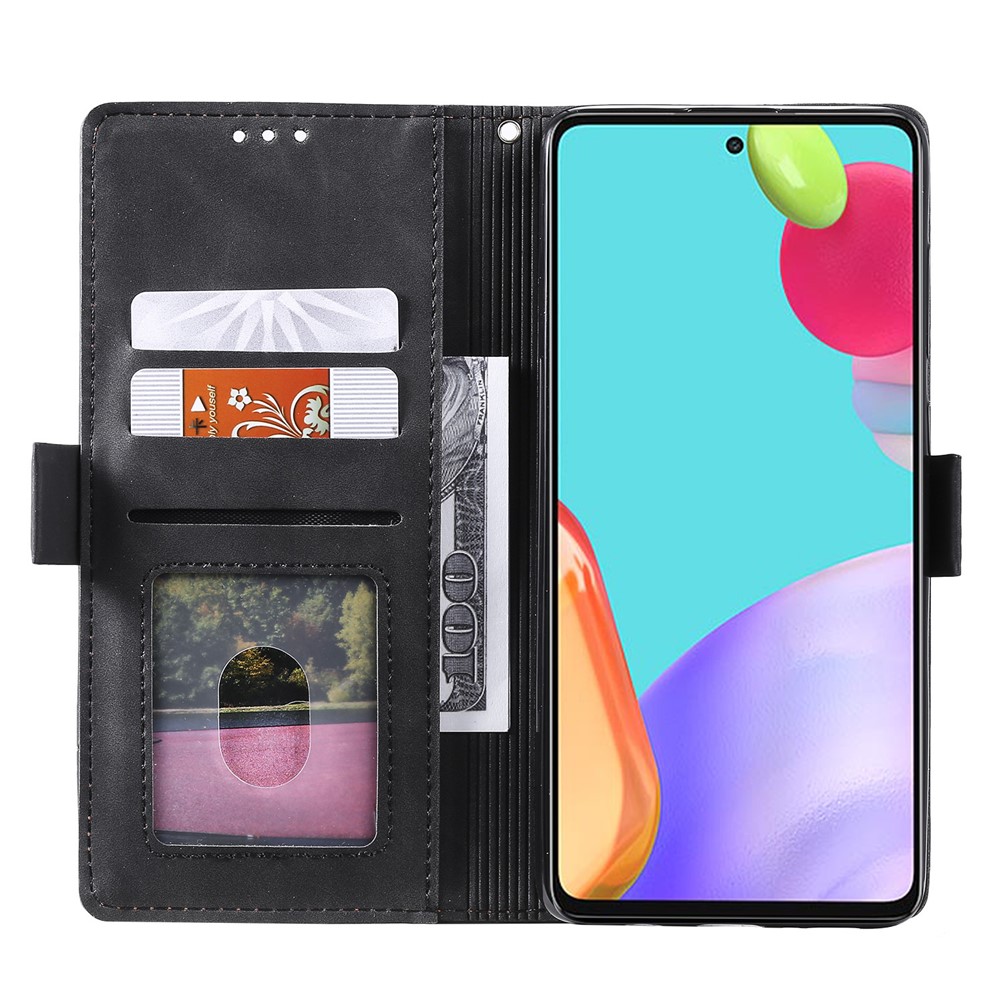 Vintage Splicing Style Wallet Stand Leather Flip Phone Casing for Samsung Galaxy A52 4G / 5G - Black-6