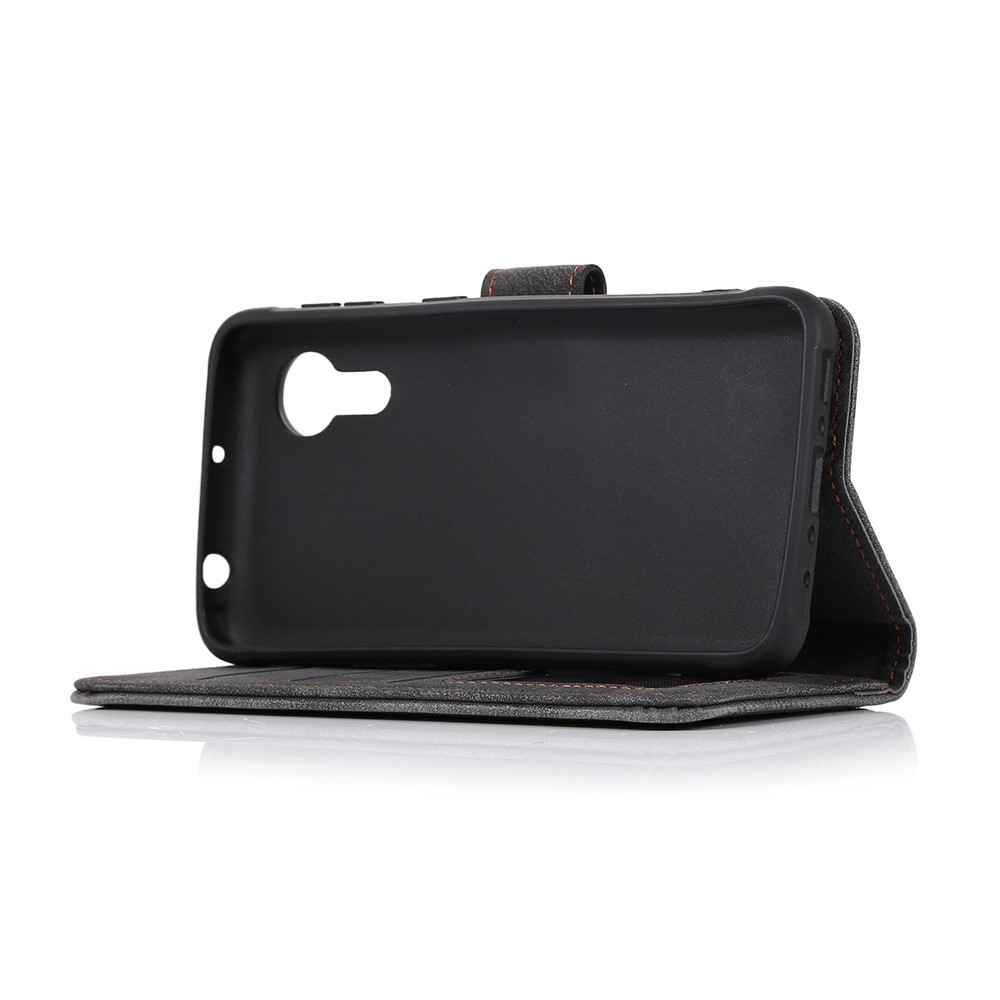 For Samsung Galaxy Xcover 5 Wallet PU Leather Stand Cover Case with Magnetic Closure Design - Black-4