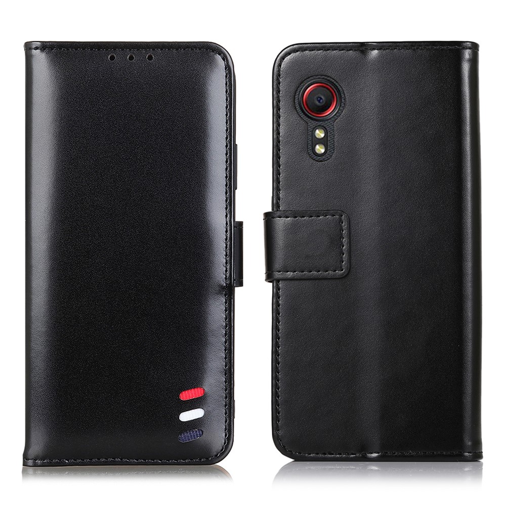 Full Protection PU Leather Wallet Stand Design Mobile Casing for Samsung Galaxy Xcover 5 - Black-1