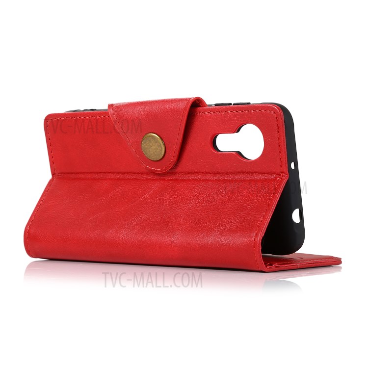 Brass Buckle Magnetic Closure PU Leather Case with Wallet Stand Design for Samsung Galaxy Xcover 5 - Red-3