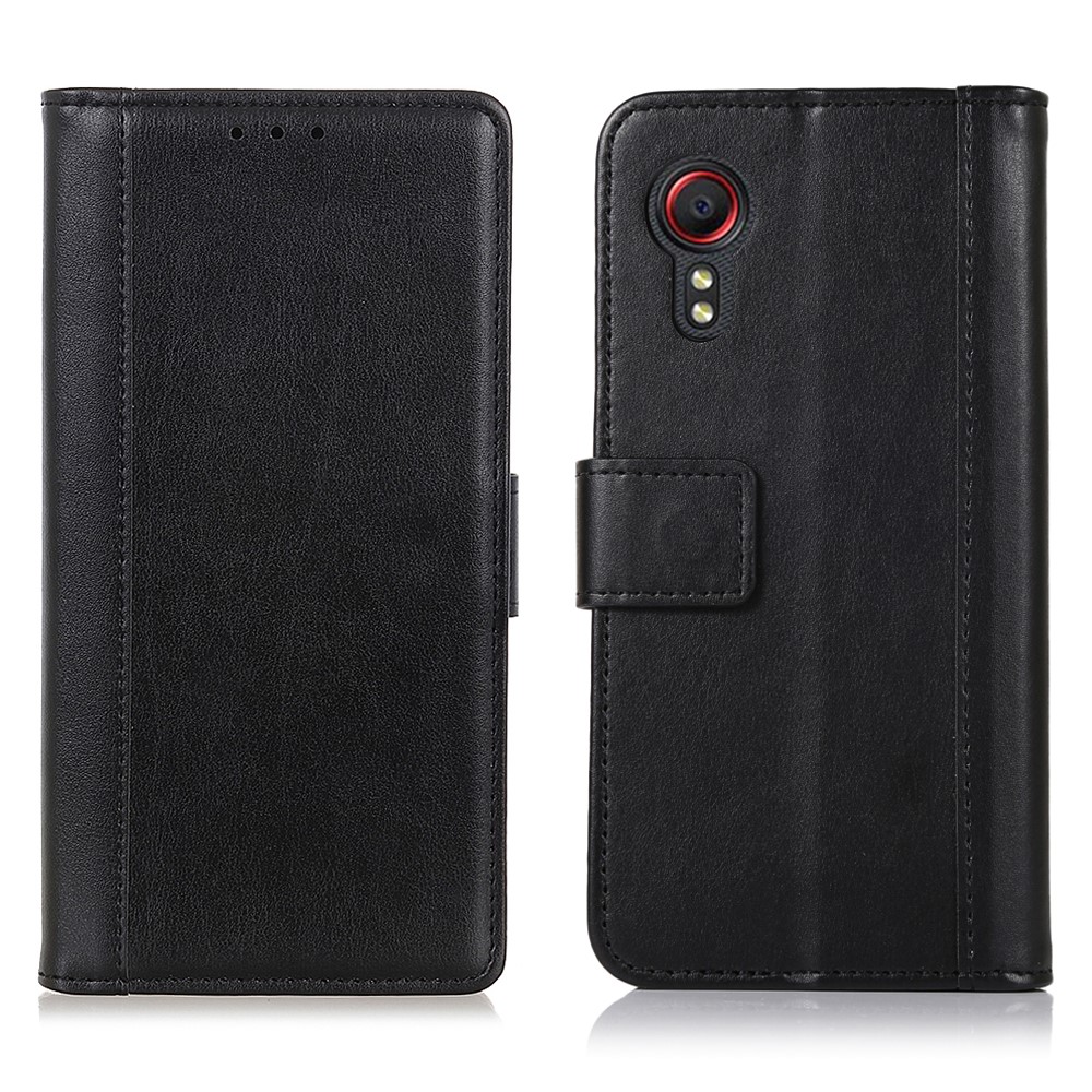Wallet Stand Design Smooth-Feeling Leather Phone Cover Case for Samsung Galaxy Xcover 5 - Black-1