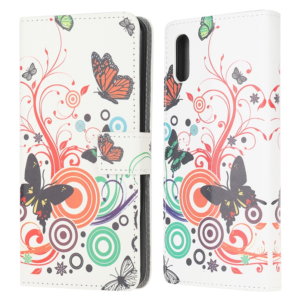 Pattern Printing Leather Protective Cover Wallet Stand Phone Shell for Samsung Galaxy Xcover 5 - Butterfly and Bubble-1