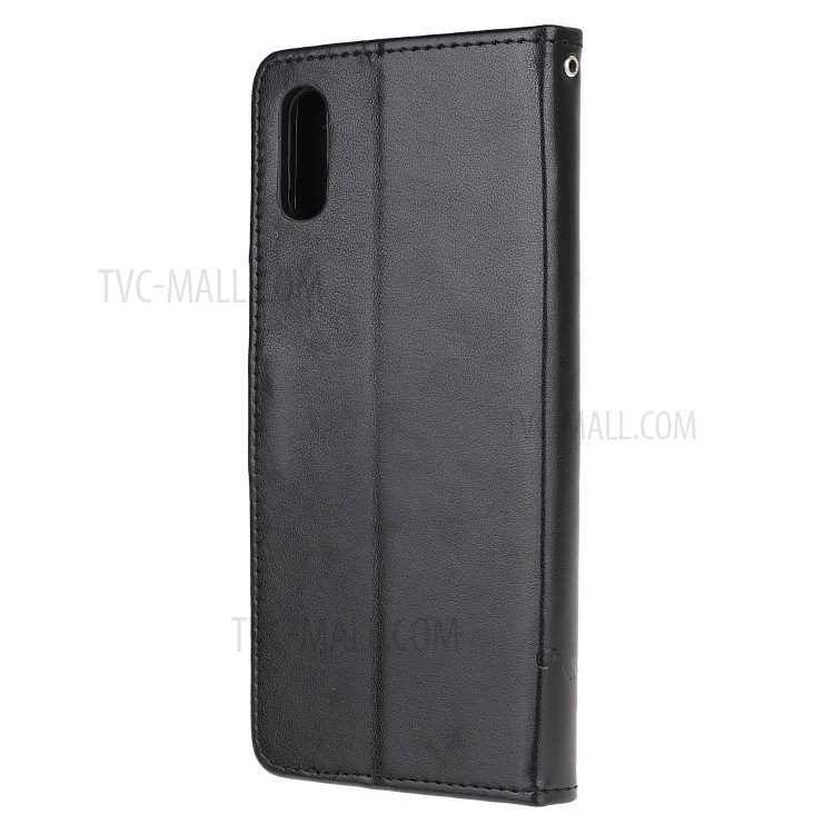 Imprint Butterfly Flower Leather Wallet Stand Phone Cover for Samsung Galaxy Xcover 5 - Black-3