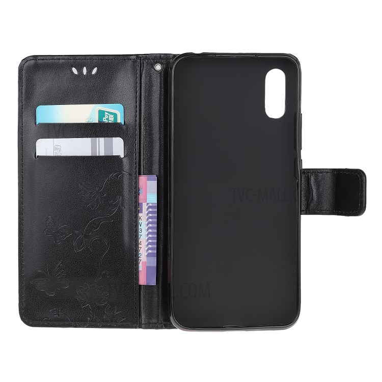 Imprint Butterfly Flower Leather Wallet Stand Phone Cover for Samsung Galaxy Xcover 5 - Black-5