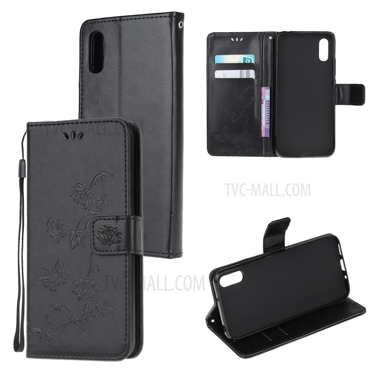 Imprint Butterfly Flower Leather Wallet Stand Phone Cover for Samsung Galaxy Xcover 5 - Black-6