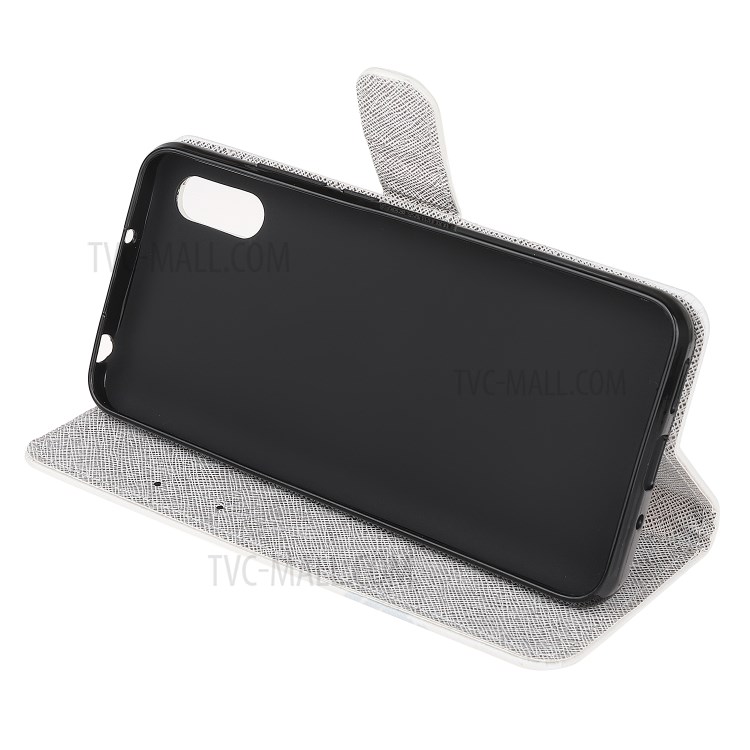 3D Pattern Printing Cross Texture Leather Wallet Stand Case Shell for Samsung Galaxy Xcover 5 - Wolf-5