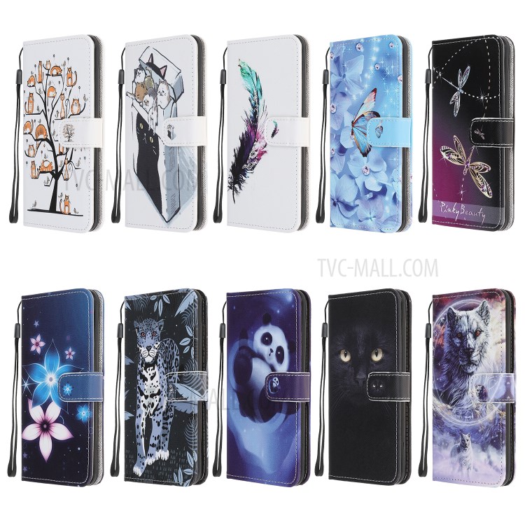 3D Pattern Printing Cross Texture Leather Wallet Stand Case Shell for Samsung Galaxy Xcover 5 - Wolf-8