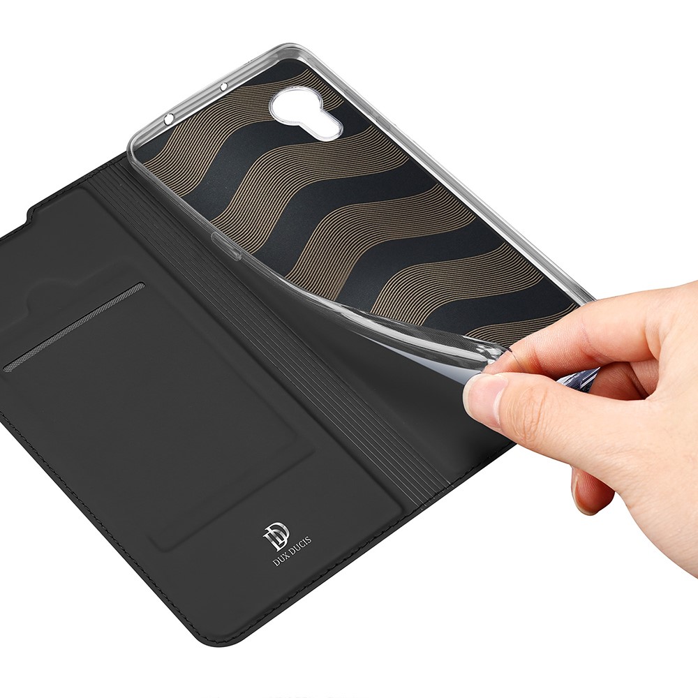 Dux Ducis Skin Pro Series Folio Flip Card Slot Glatte Leder -handy -handy -hülle Für Samsung Galaxy Xcover 5 - Schwarz