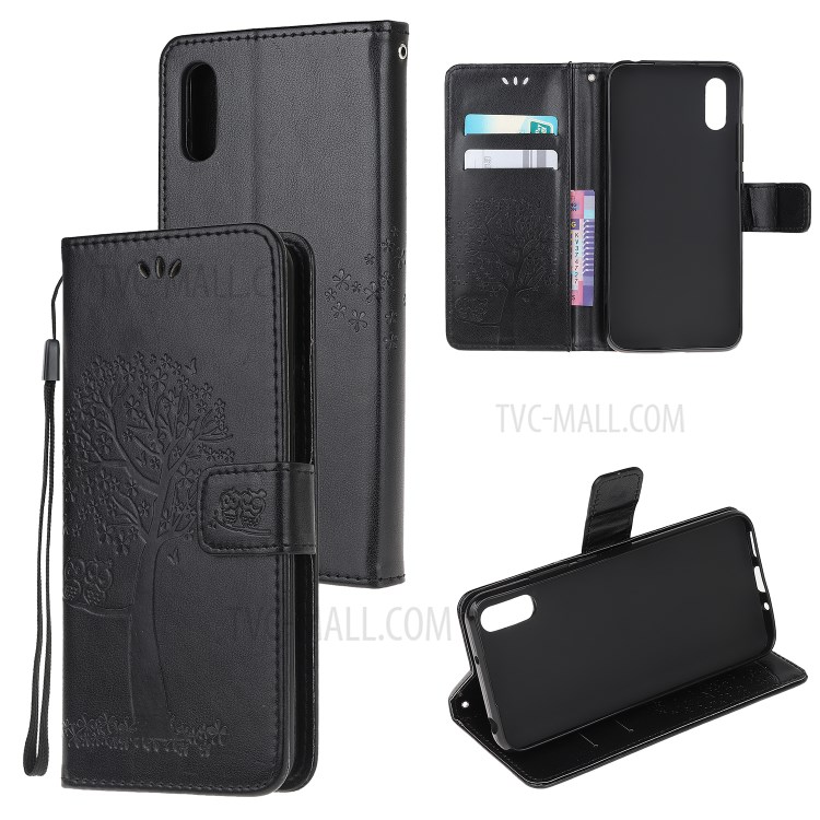 Owl and Tree Pattern Printing Design Leather Wallet Phone Cover for Samsung Galaxy M02 / Galaxy A02 (EU Version) - Black-6