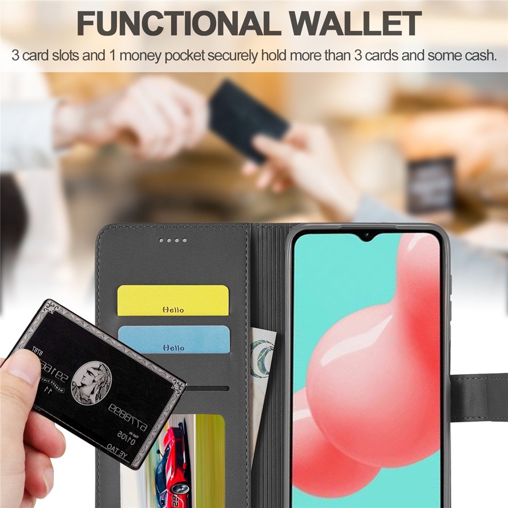 LC.IMEEKE Wallet Stand Leather Shell Phone Cover Case for Samsung Galaxy A32 4G (EU Version) - Black-10