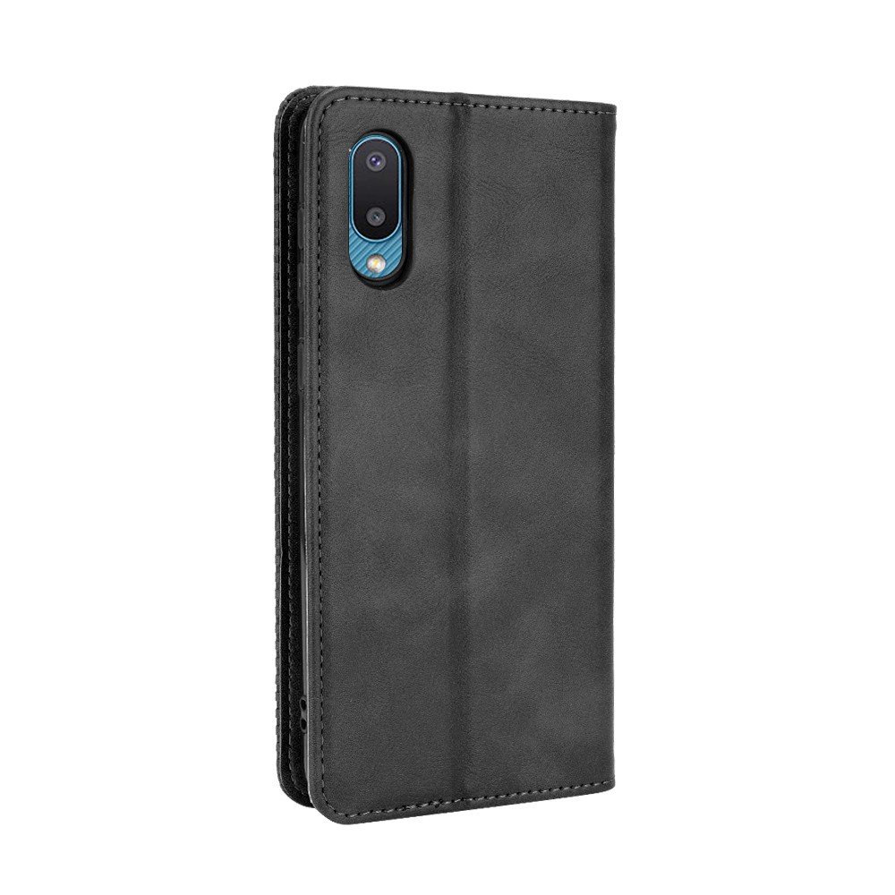 Magnetic Vintage Style Phone Case Wallet Stand Leather Cover for Samsung Galaxy M02 / Galaxy A02 - Black-4
